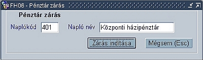 Pénztár zárás