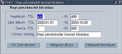 Napi pnzkszlet kivonat szrkperny