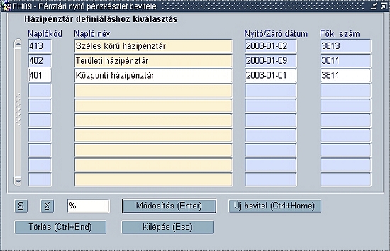 Nyit pnzkszlethez napl megadsa rtekint kperny