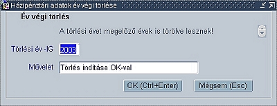 Házipénztári adatok év végi törlése
